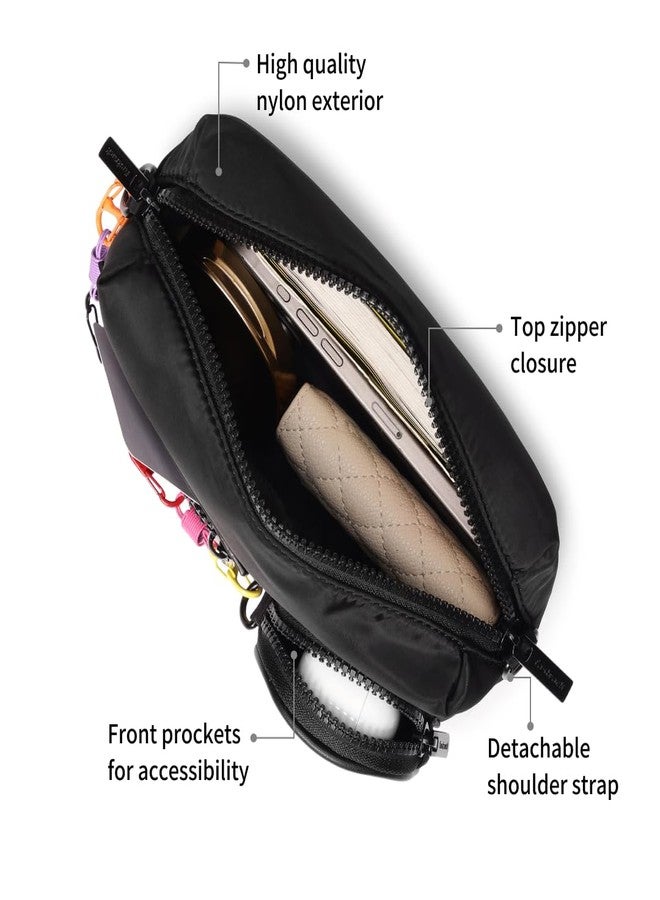 Fastrack Statement Chain Sling Bag for Women | Black Nylon Crossbody with Zipper Closure, Front Utility Pockets and Adjustable Strap | Lightweight Urban Sling for College & Travel - Image 3